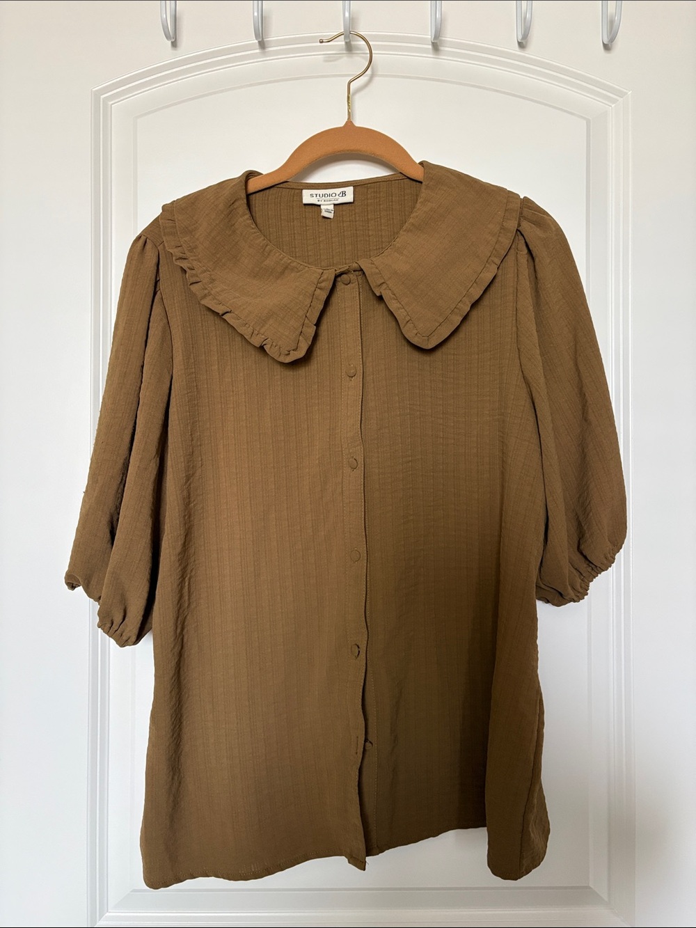 Peter Pan Collar Deep Olive Blouse Cottagecore